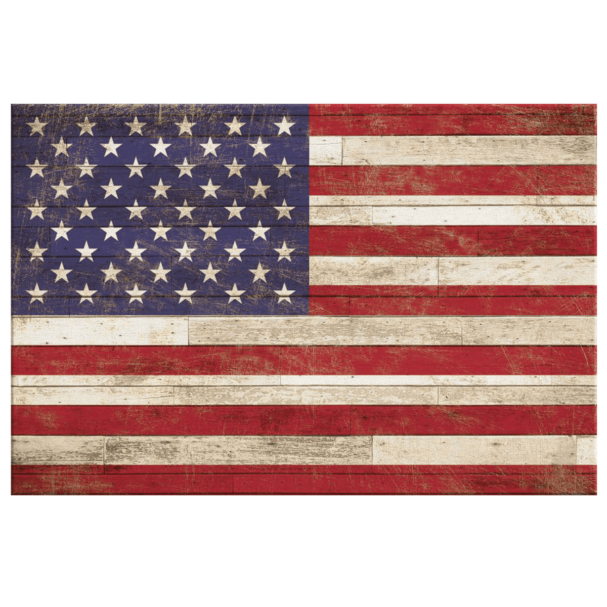 American Flag On Wood Style Rustic Premium Canvas