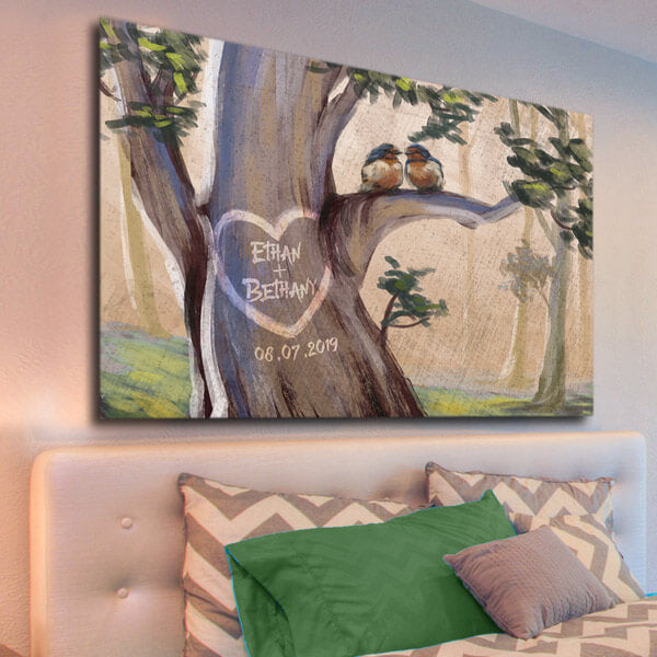 Personalized Birds On A Tree Family/Couples Premium Canvas