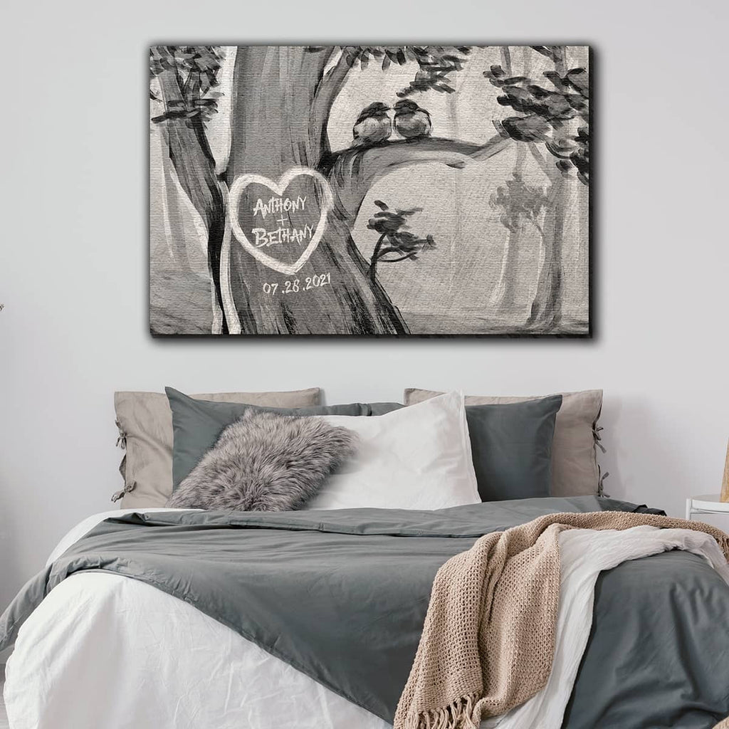 Personalized Birds On A Tree Family/Couples Premium Canvas