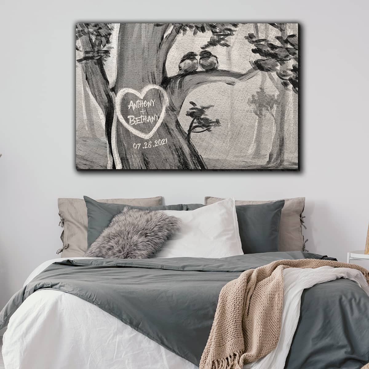 Personalized Birds On A Tree Family/Couples Premium Canvas