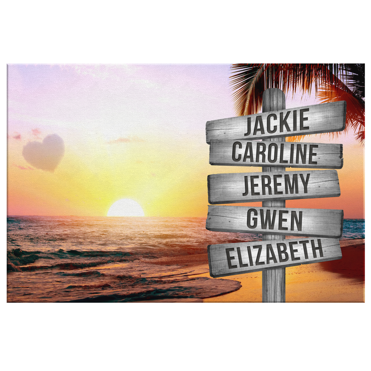 Personalized Names Colorful Sunset Beach Premium Canvas