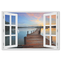 Beach Boardwalk Window View Premium Canvas