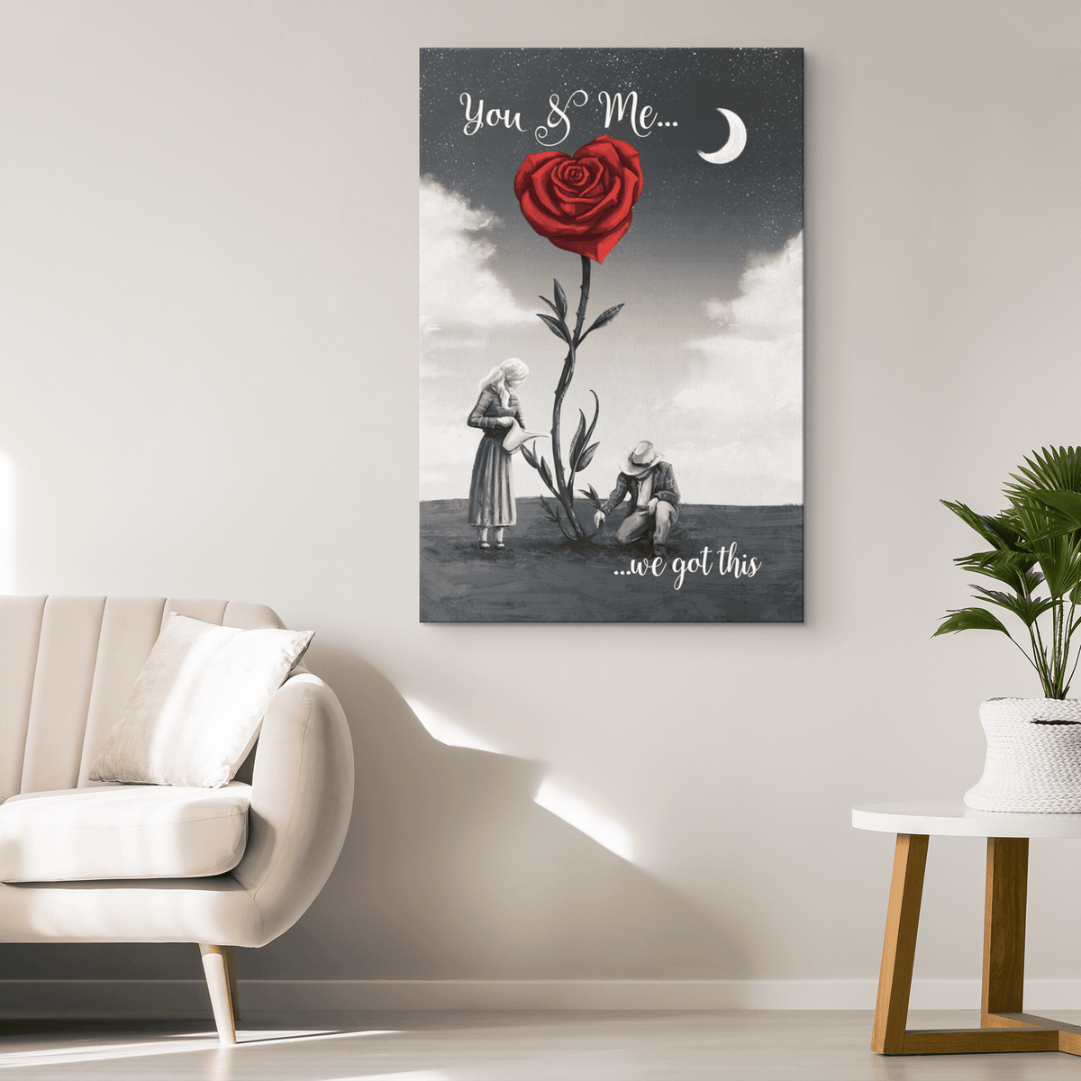 You & Me... We Got This Rose Heart Premium Canvas
