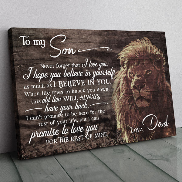To My Son, Never Forget I Love You, This Old Lion Premium Canvas