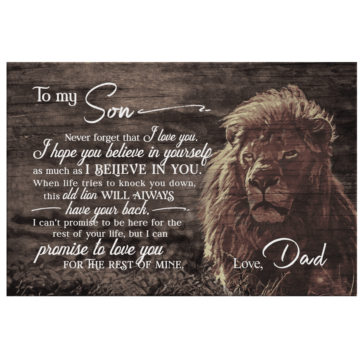 To My Son, Never Forget I Love You, This Old Lion Premium Canvas