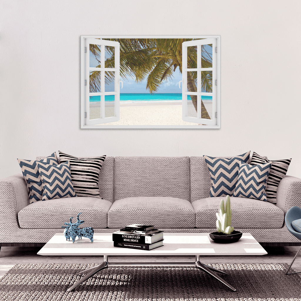 Palm Beach Window View Premium Canvas