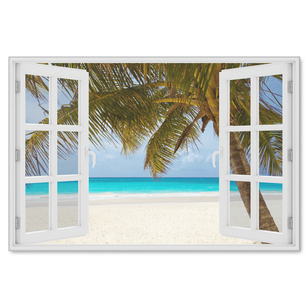 Palm Beach Window View Premium Canvas