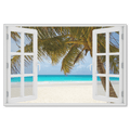 Palm Beach Window View Premium Canvas
