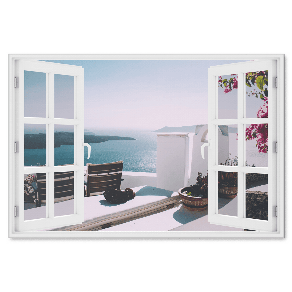 Island Villa Window View Premium Canvas