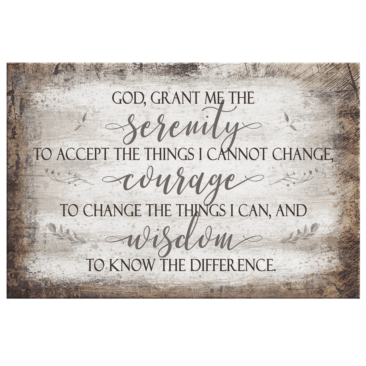 Serenity Prayer Rustic Canvas Wall Art – Christian Wall Decor