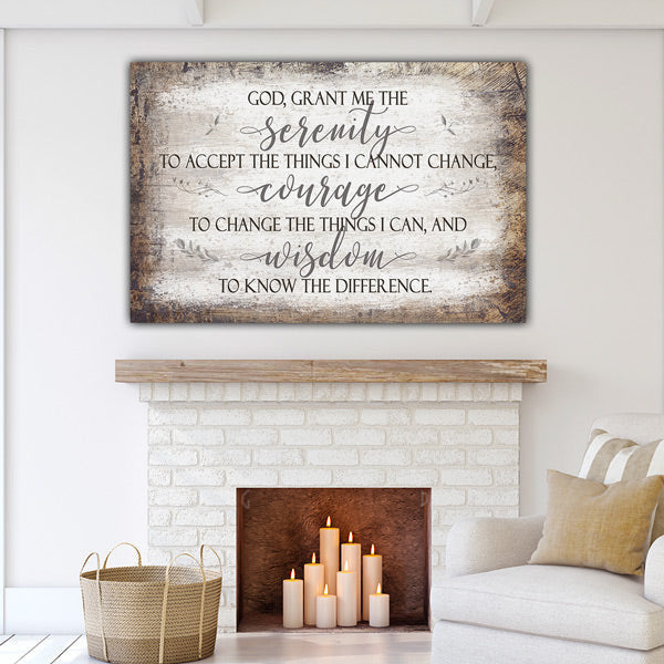 Serenity Prayer Rustic Canvas Wall Art – Christian Wall Decor