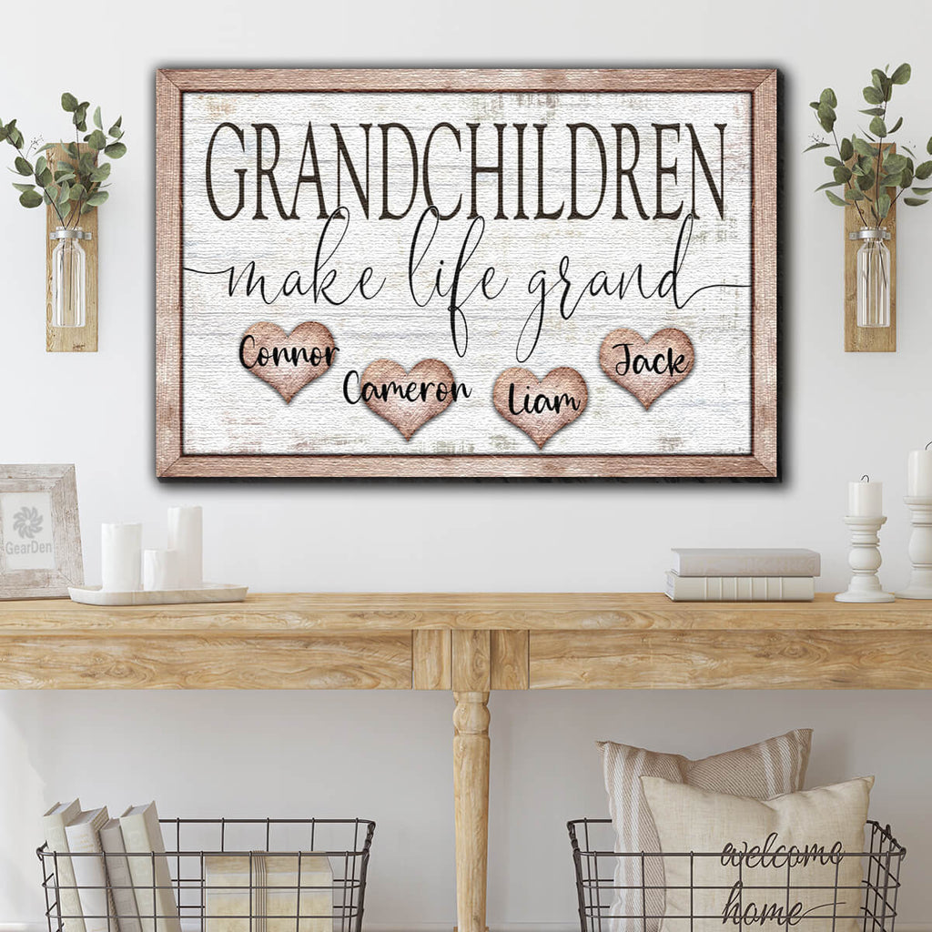 Personalized Grandchildren Make Life Grand Premium Canvas