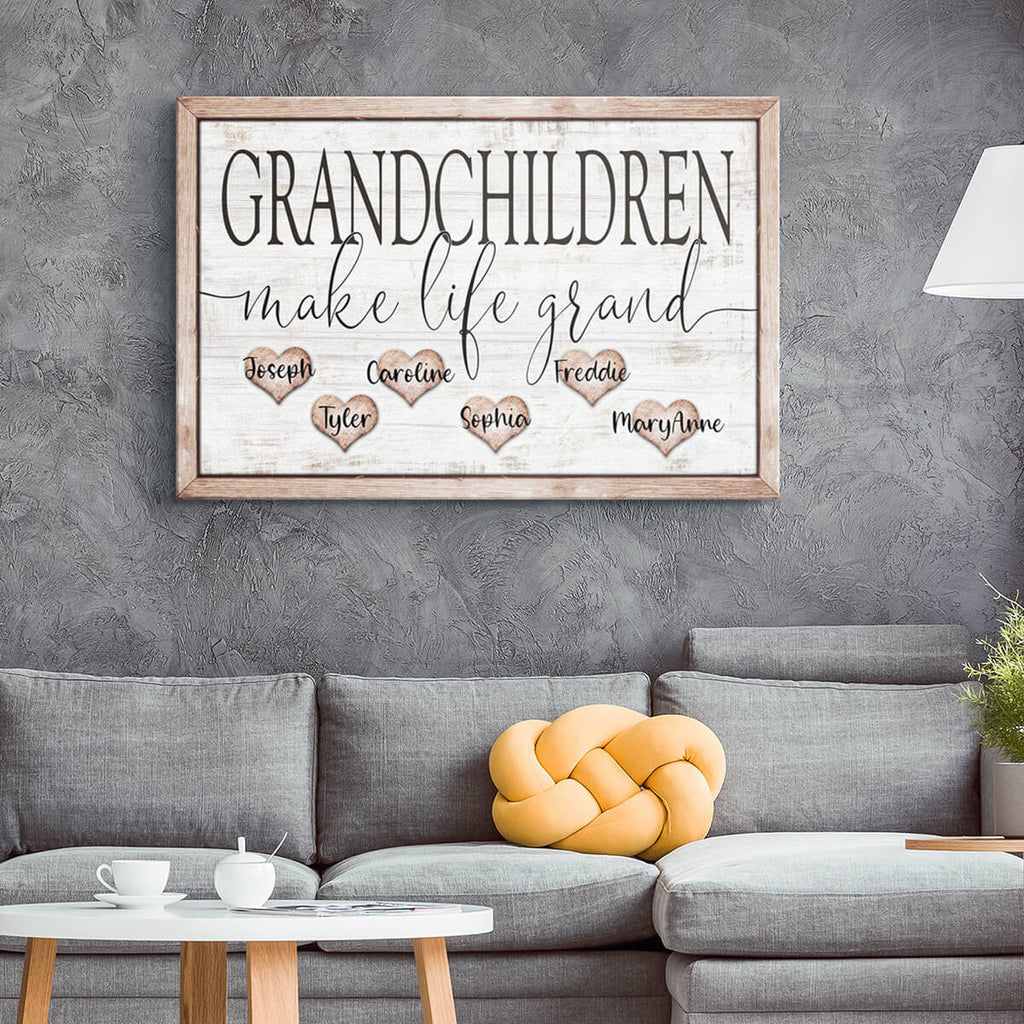 Personalized Grandchildren Make Life Grand Premium Canvas