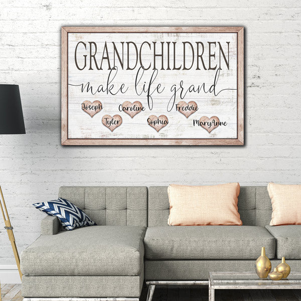 Personalized Grandchildren Make Life Grand Premium Canvas