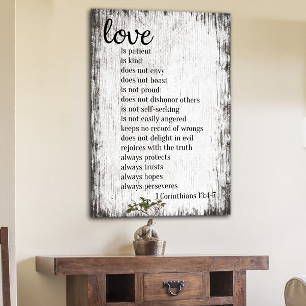 Love Is Patient, Love Is Kind Corinthians Canvas Wall Art – Christian Wall Decor