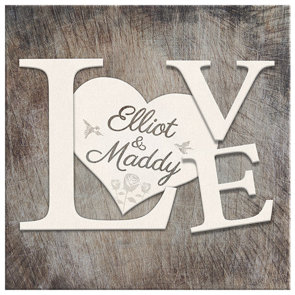 Personalized Love Names On Heart Canvas Wall Art – Couple Gift