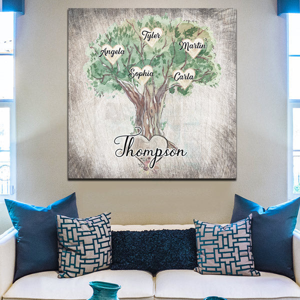 Personalized Family - Names On Tree Premium Canvas v2