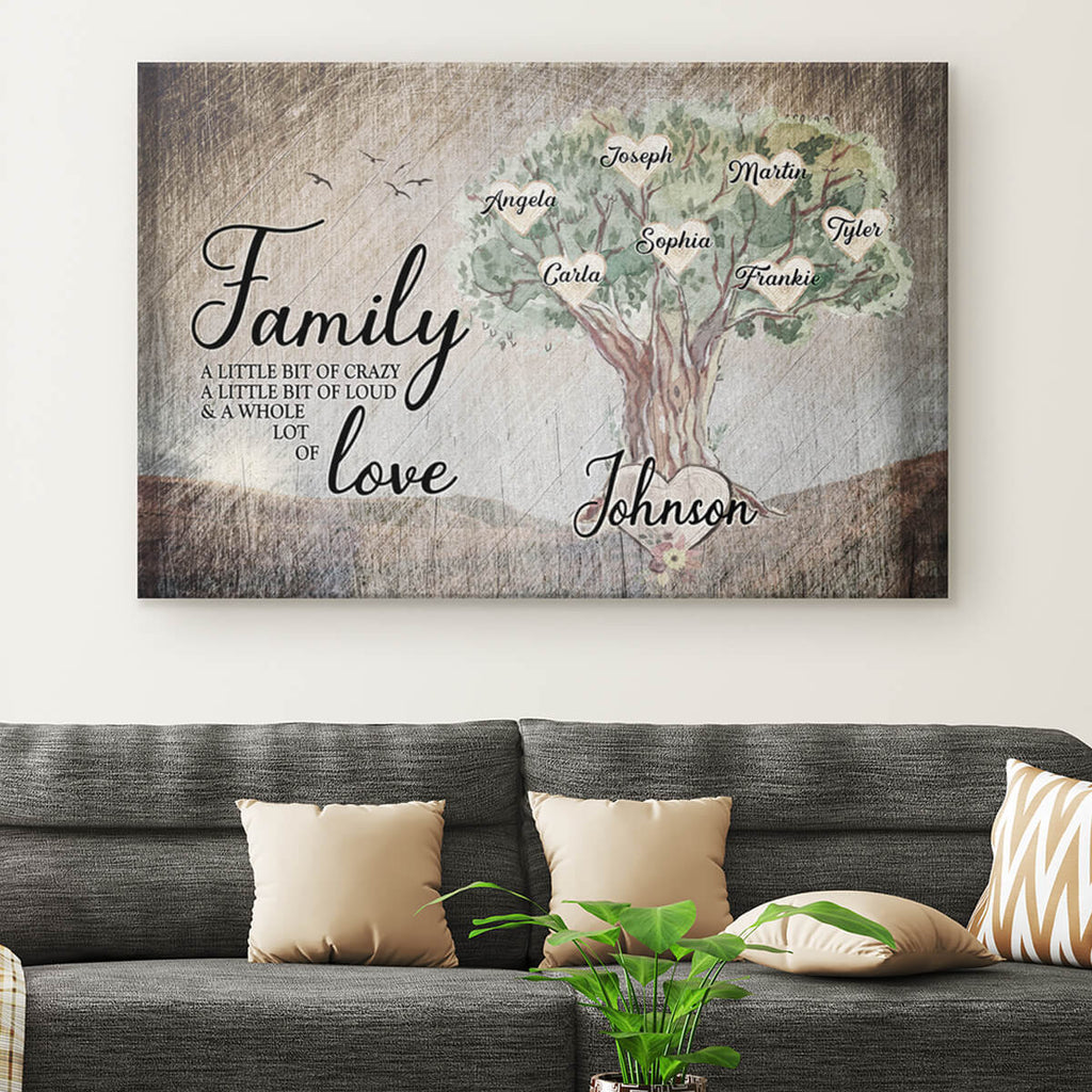 Personalized Family Tree - Whole Lot of Love Premium Canvas