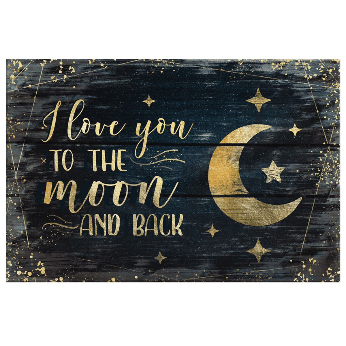I Love You To The Moon And Back Gold Crescent Moon Canvas Wall Art – Couple Gift