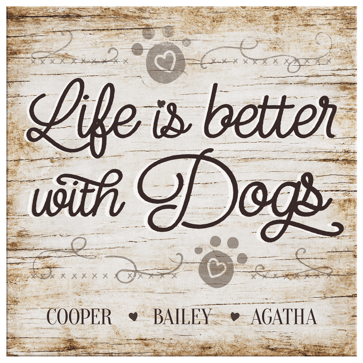 Personalized Life Is Better With Dogs Premium Canvas