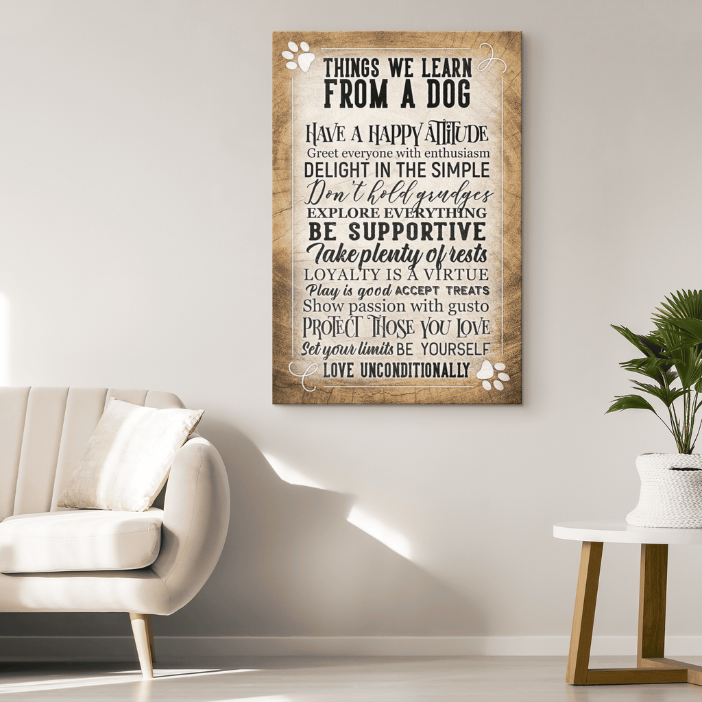 Things We Learn From A Dog Inspirational Premium Canvas