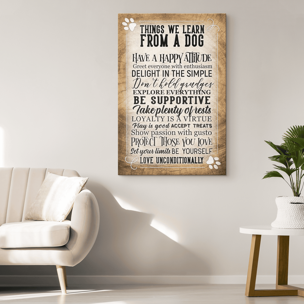 Things We Learn From A Dog Inspirational Premium Canvas