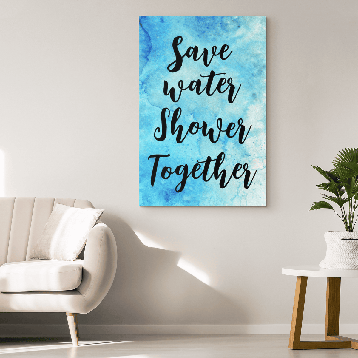 Save Water - Shower Together Canvas Wall Art – Funny Bathroom Decor