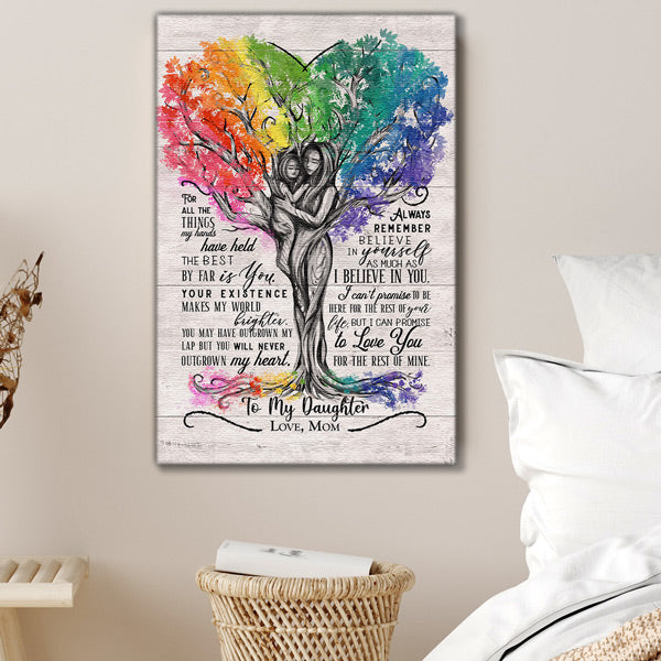 To My Daughter, Love Mom Beautiful Tree Artwork Premium Canvas