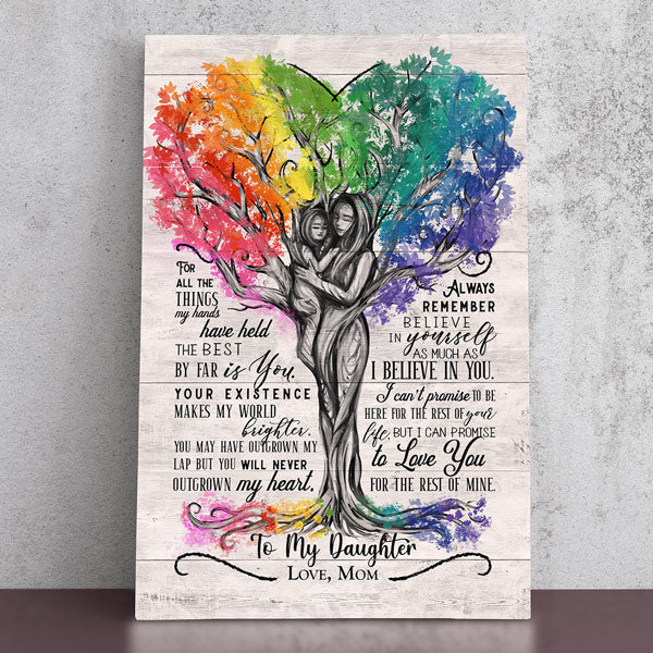 To My Daughter, Love Mom Beautiful Tree Artwork Premium Canvas