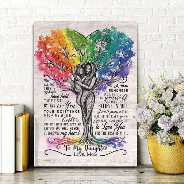 To My Daughter, Love Mom Beautiful Tree Artwork Premium Canvas
