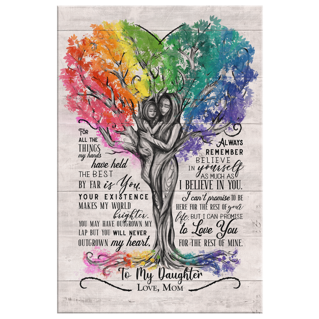 To My Daughter, Love Mom Beautiful Tree Artwork Premium Canvas
