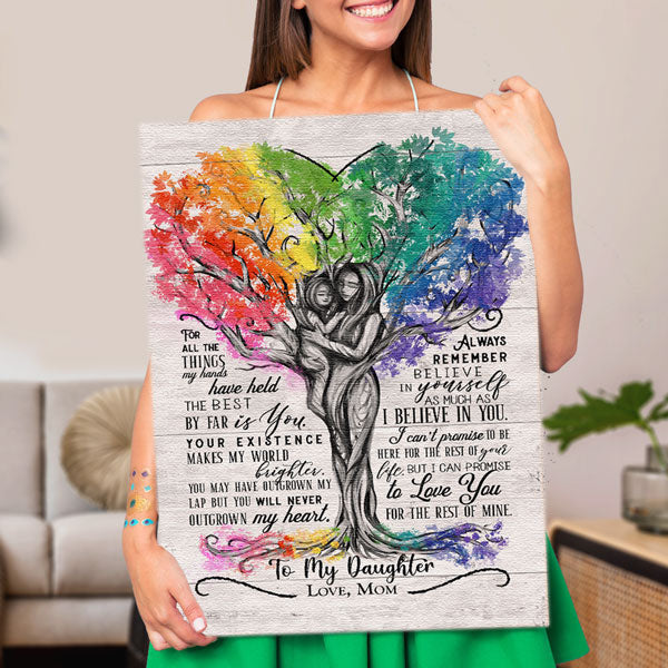 To My Daughter, Love Mom Beautiful Tree Artwork Premium Canvas