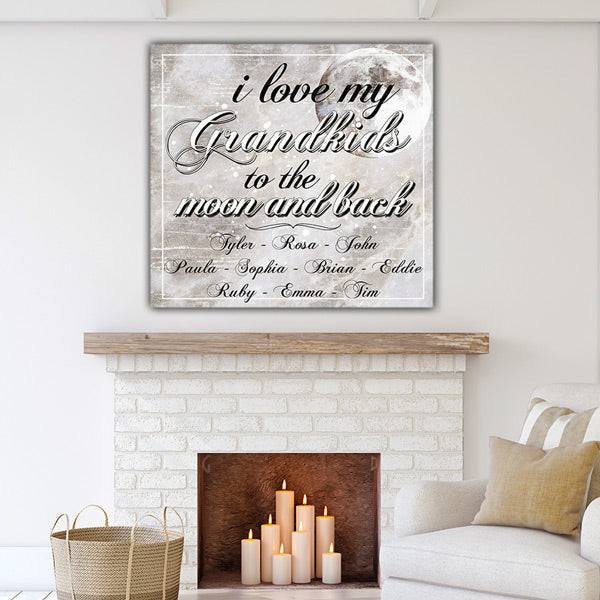 Personalized I Love My Grandkids To The Moon And Back Premium Canvas