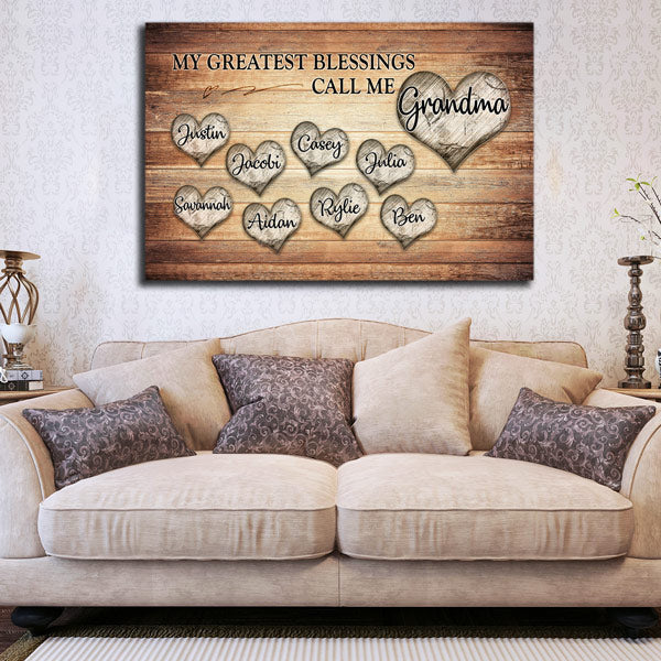 Personalized My Greatest Blessings Call Me.. Premium Canvas