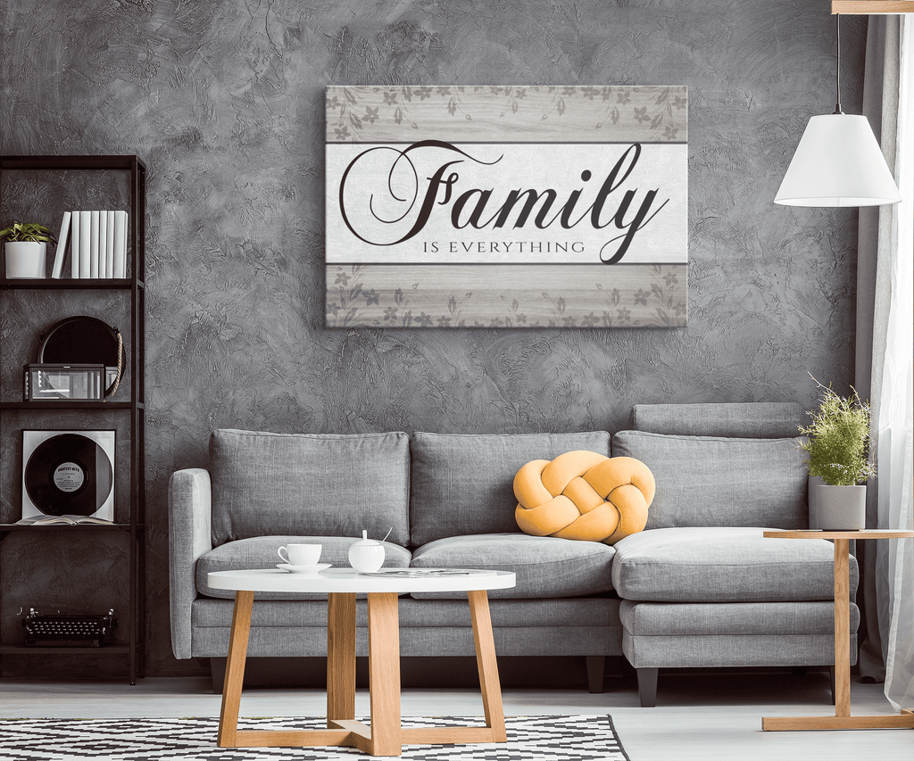 Family Is Everything Premium Gray Canvas