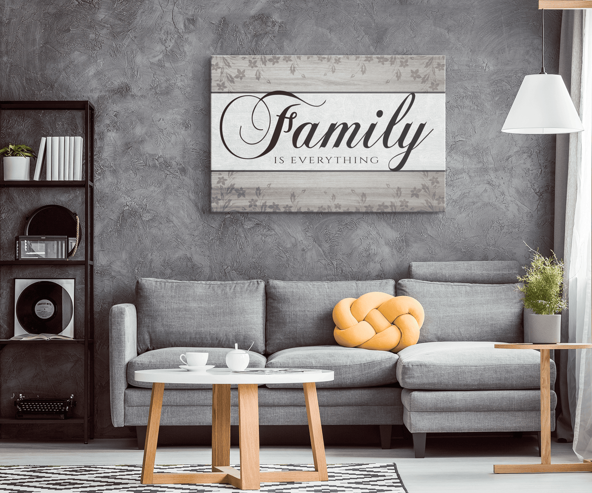 Family Is Everything Premium Gray Canvas