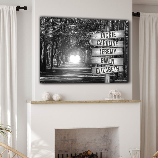 Personalized Names Love Forest Path Premium Canvas