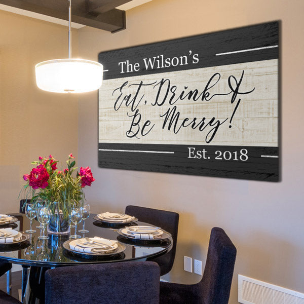Personalized Eat, Drink, & Be Merry Premium Canvas