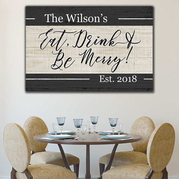 Personalized Eat, Drink, & Be Merry Premium Canvas