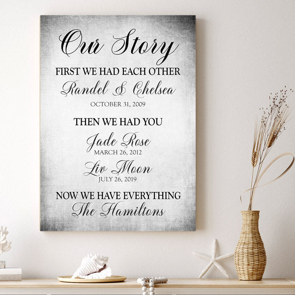 Personalized Our Story - First We Had Each Other Premium Canvas