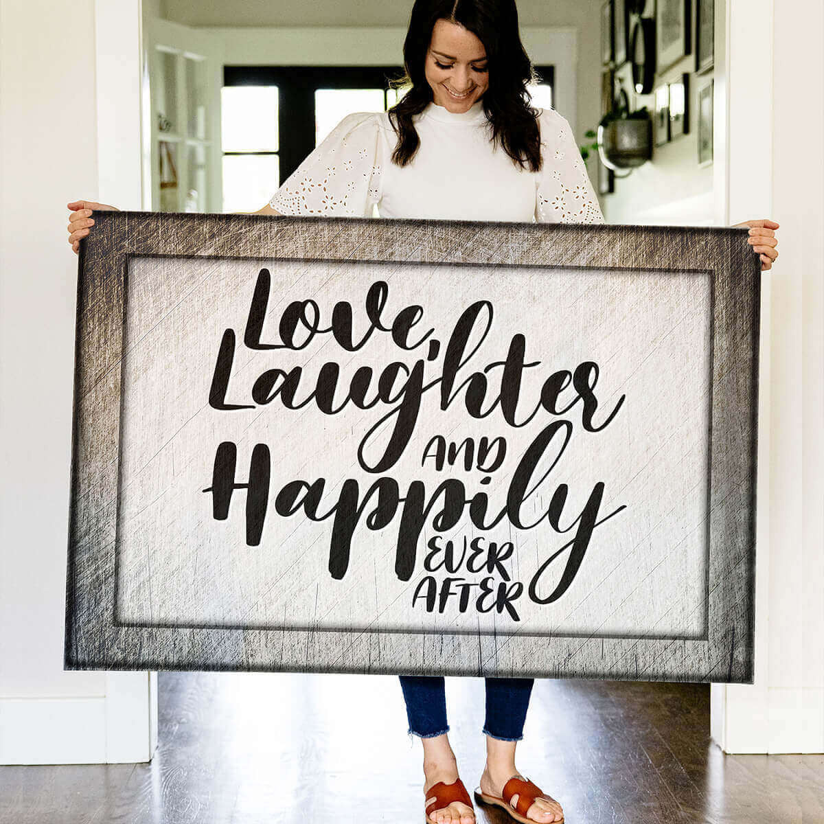 Love, Laughter & Happily Ever After Premium Rustic Canvas