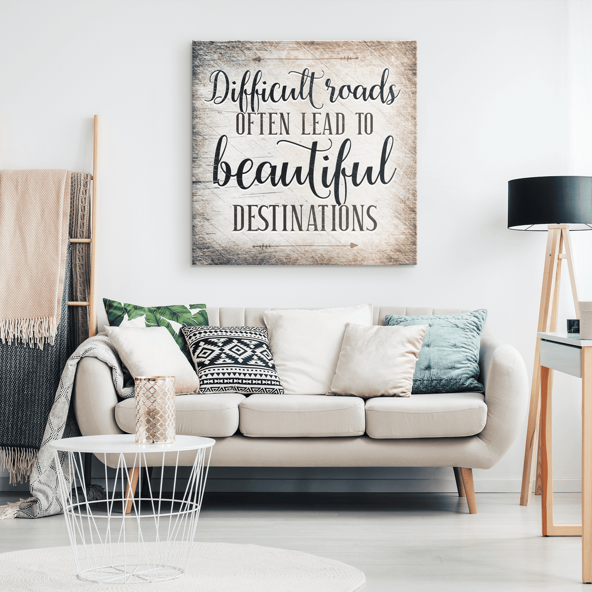 Difficult Roads Lead To Beautiful Destinations Premium Canvas