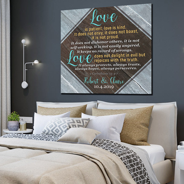 Personalized Love Is Patient Canvas Wall Art – Couple Gift
