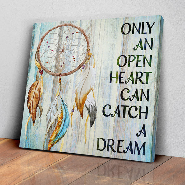 Only An Open Heart Can Catch A Dream Dreamcatcher Premium Canvas