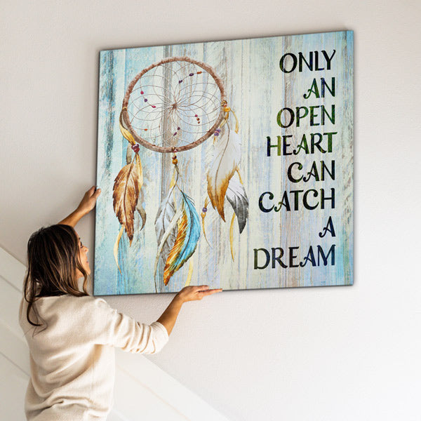 Only An Open Heart Can Catch A Dream Dreamcatcher Premium Canvas