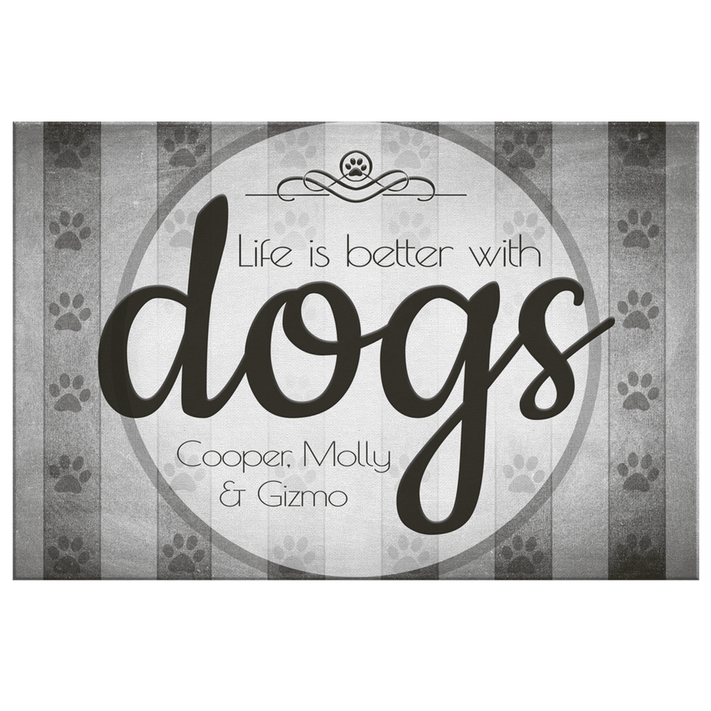 Personalized Life is Better With Dogs Premium Canvas