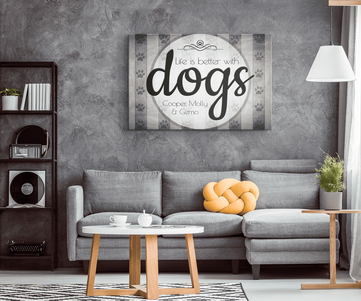 Personalized Life is Better With Dogs Premium Canvas