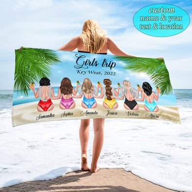 Personalized Girl's Trip Bestie Team Friendship Beach Towel