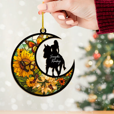 Custom Name Horse Girl Suncatcher Ornament - Christmas Tree Decoration
