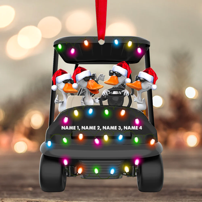Custom Golf Cart Ducks Acrylic Ornament - Christmas Gift, Christmas Tree Decor, Hanging Car, Keychain